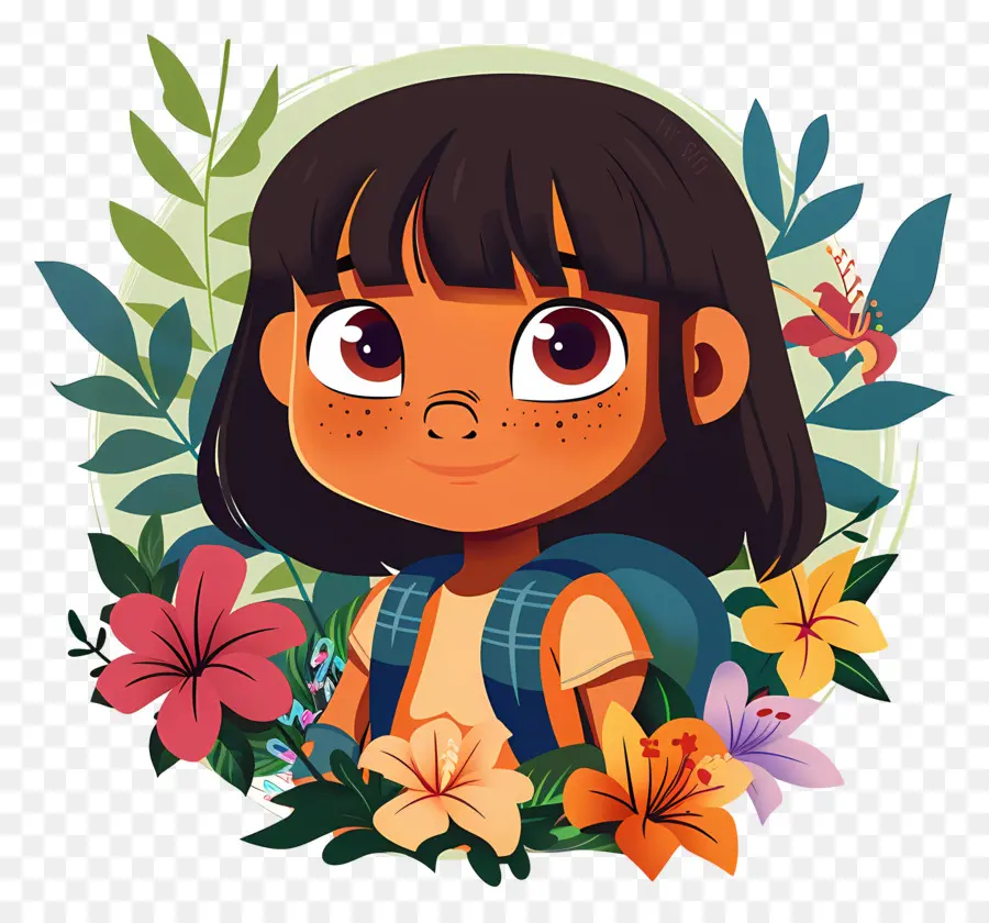 Dora La Exploradora，Niña Con Flores PNG