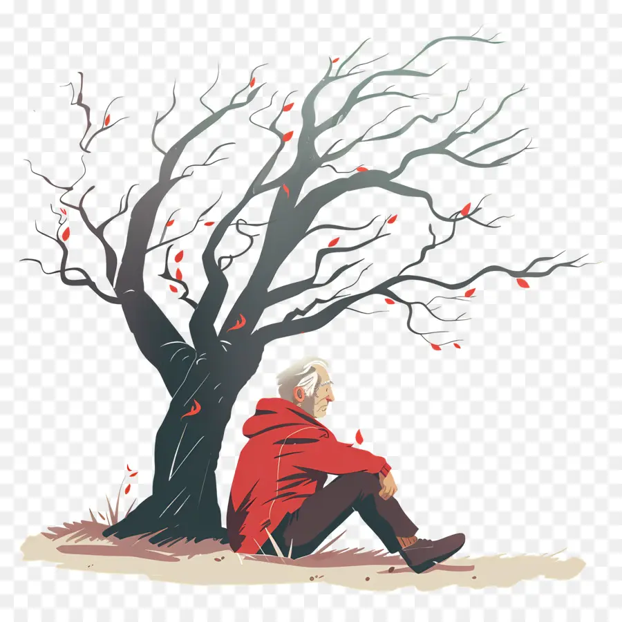 Viejo，Hombre Bajo El árbol PNG