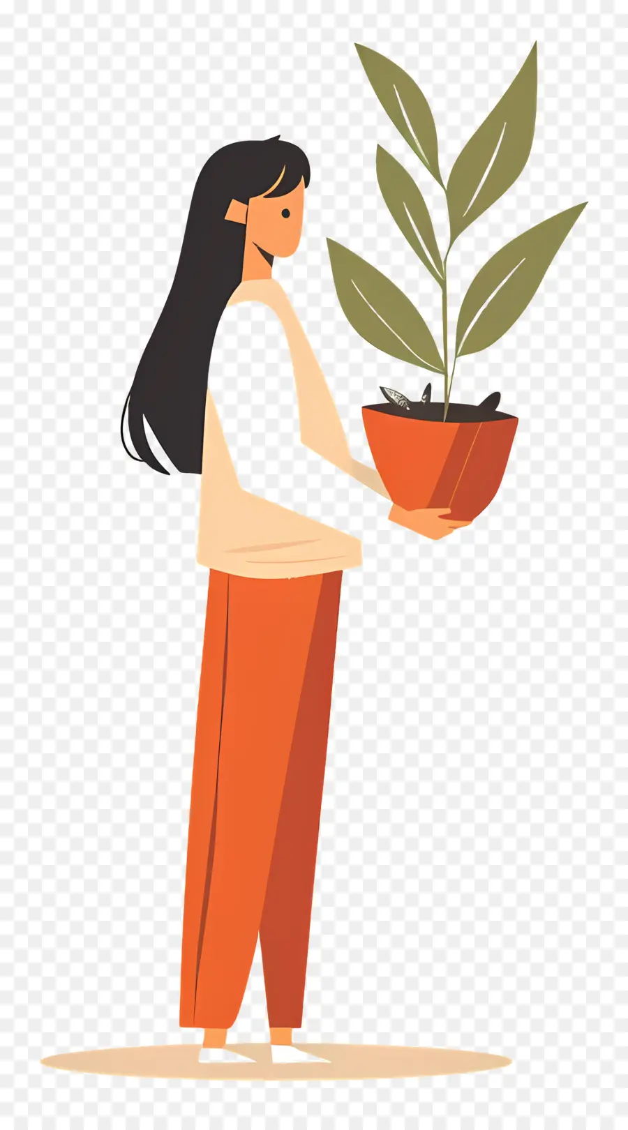 Chica Sujetando Planta De Interior，Mujer Con Planta PNG