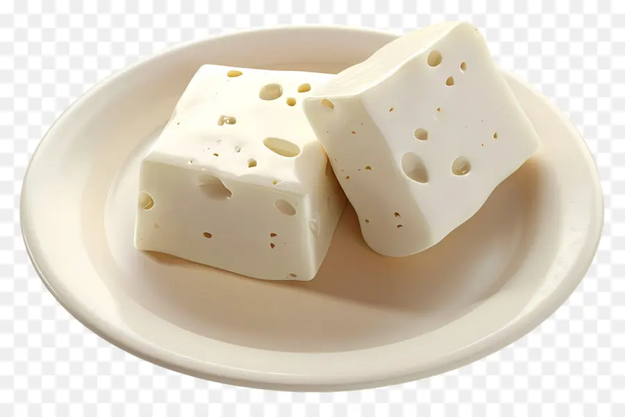 Queso Kéfir，Cubitos De Queso En Un Plato PNG