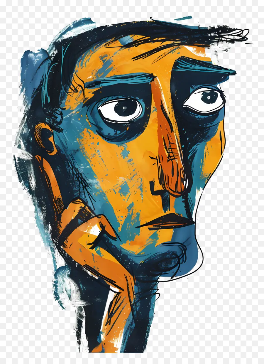 Hombre Pensante，Cara Abstracta PNG