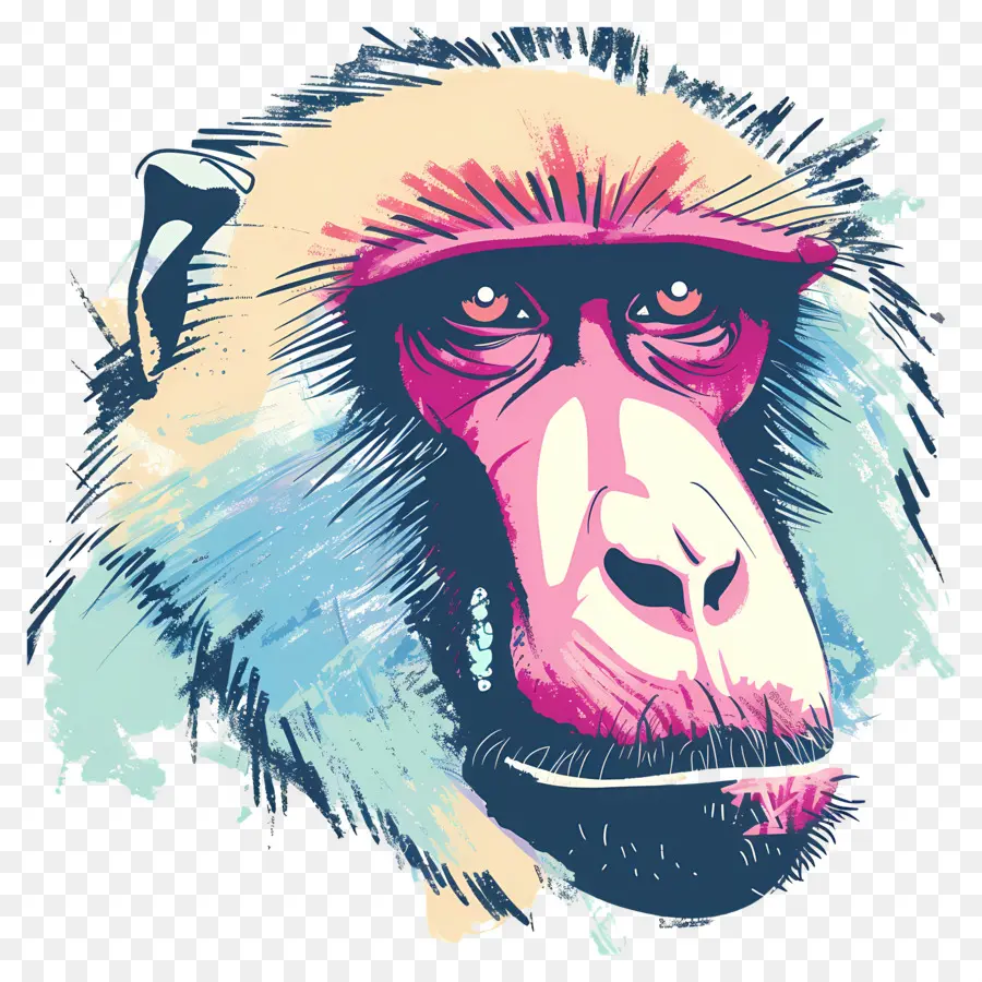 Cara De Babuino，Ilustración De Mandril PNG