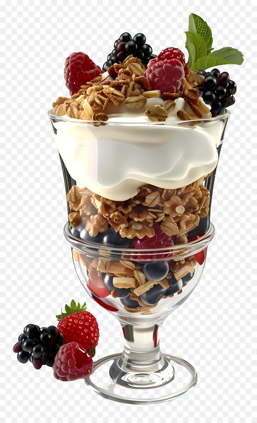 Parfait De Yogur，Helado Con Frutas Y Nueces PNG