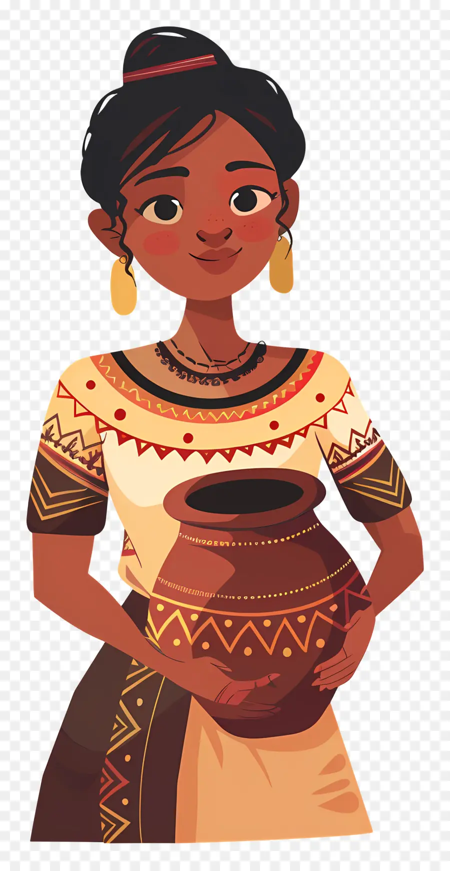 Mujer Aborigen Africana，Mujer Con Olla PNG