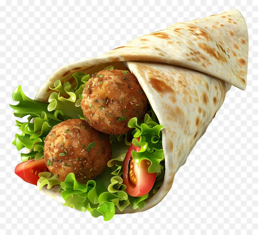 Envoltura De Falafel，Verduras PNG