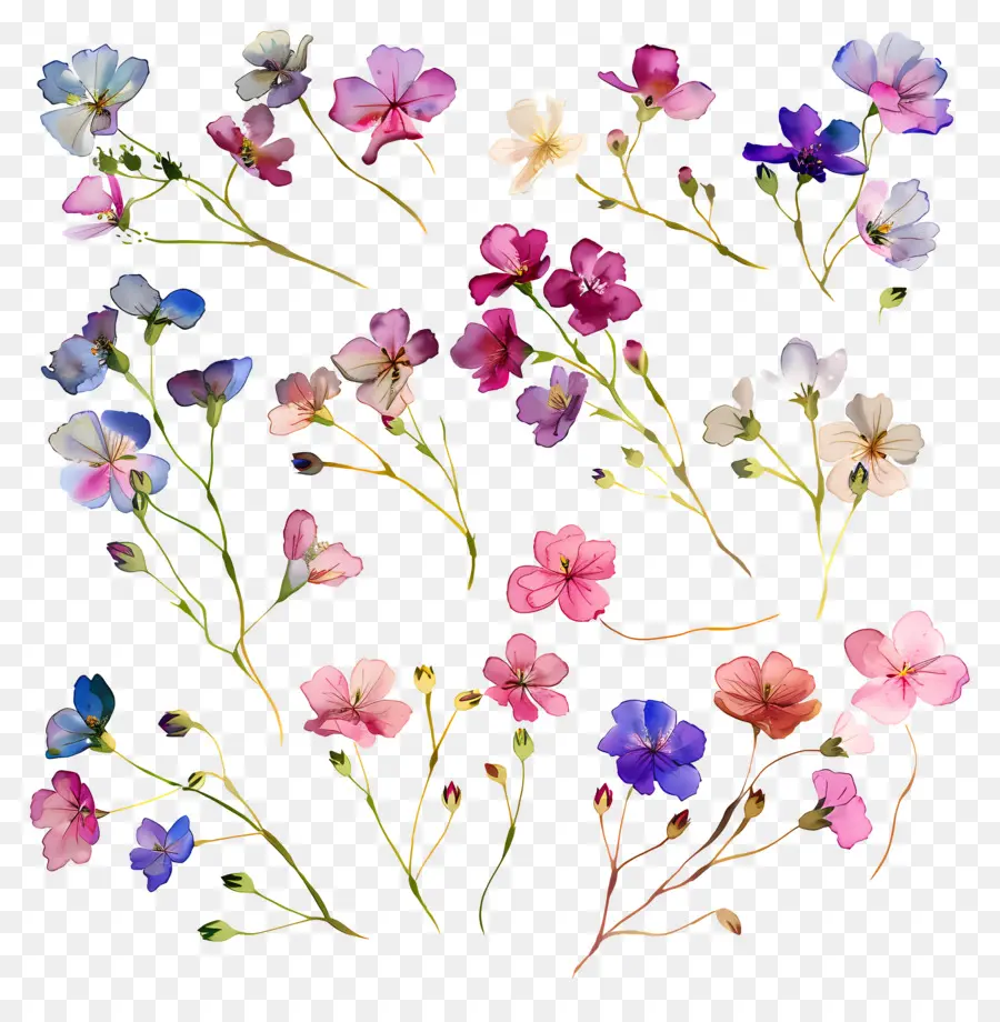 Flores Diminutas，Flores Coloridas PNG