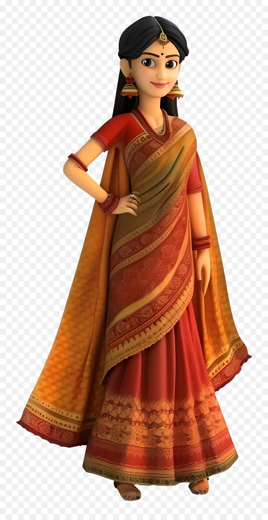 Mujer Gujarati India，Mujer Tradicional En Sari PNG