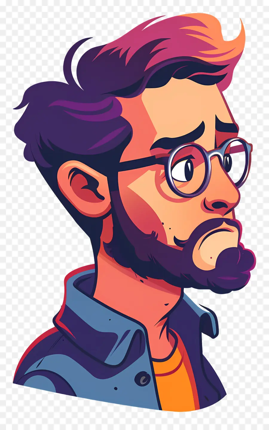 Hombre Triste，Hombre De Dibujos Animados Con Gafas PNG