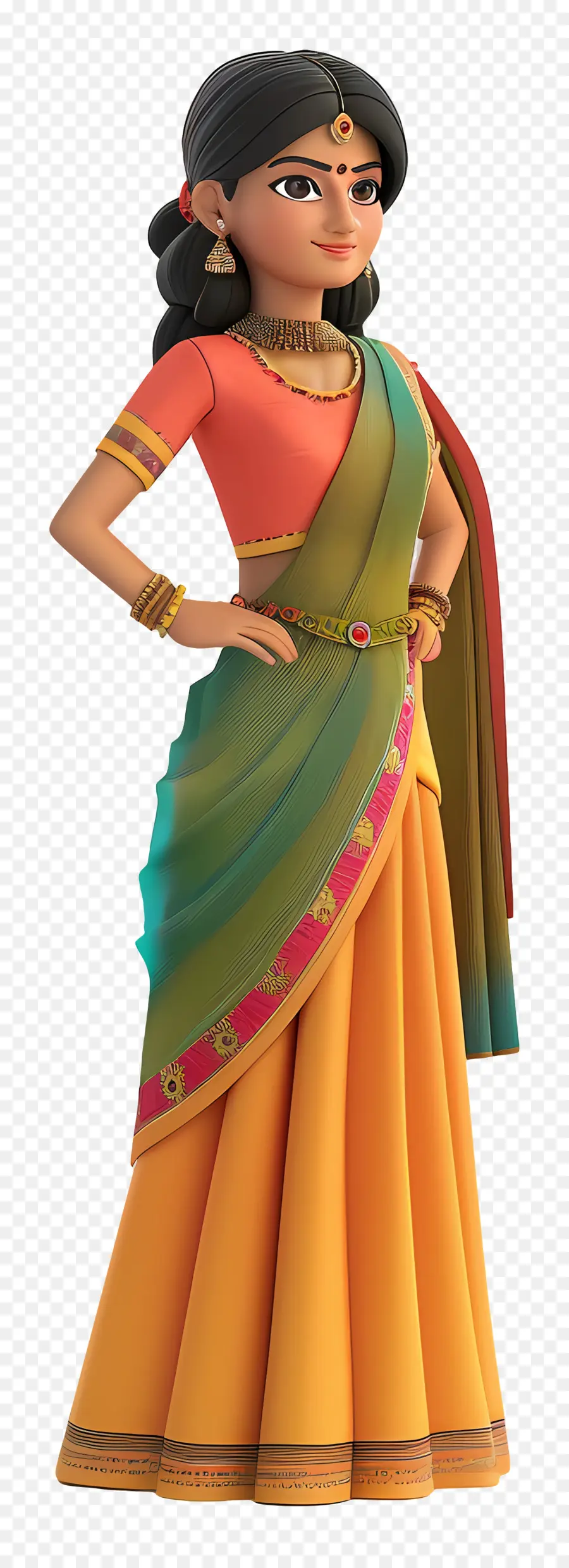 Mujer Gujarati India，Mujer En Traje Tradicional PNG