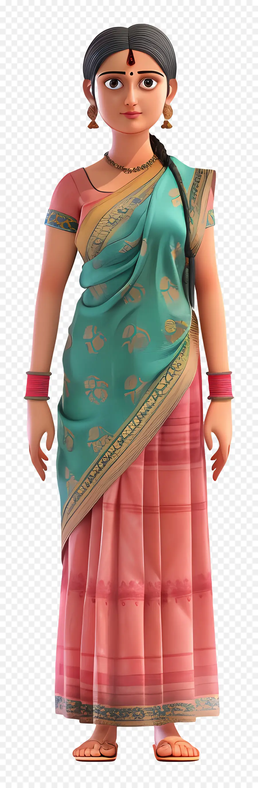 Mujer Gujarati India，Mujer Tradicional En Sari PNG