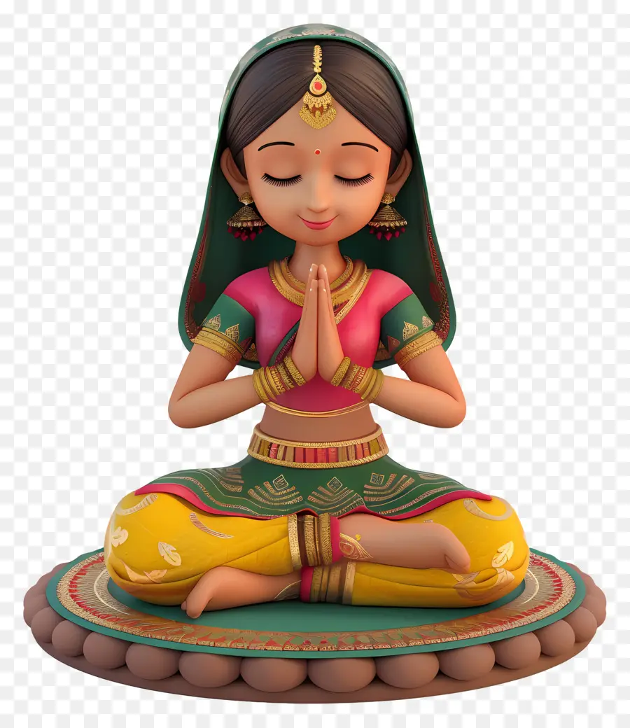 Niña India，Chica Meditando PNG