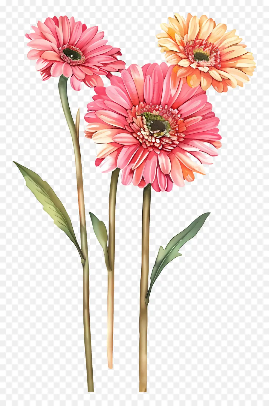 Flores Gerberas，Flores Rosadas PNG