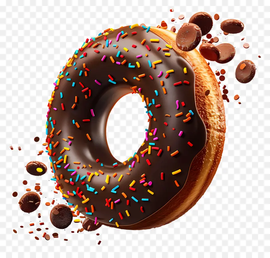 Donut Espolvoreado Con Chocolate，Donut De Chocolate PNG