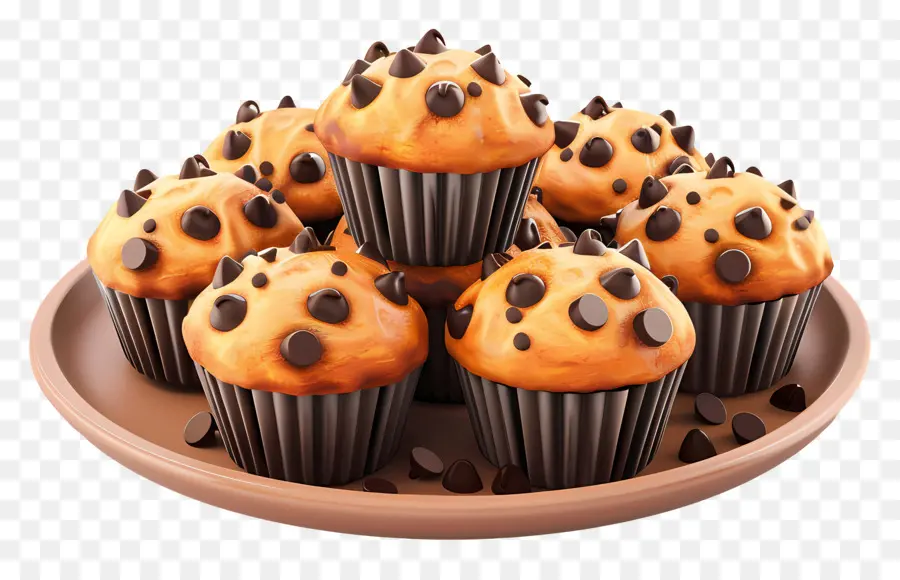 Muffins Con Chispas De Chocolate，Magdalenas PNG