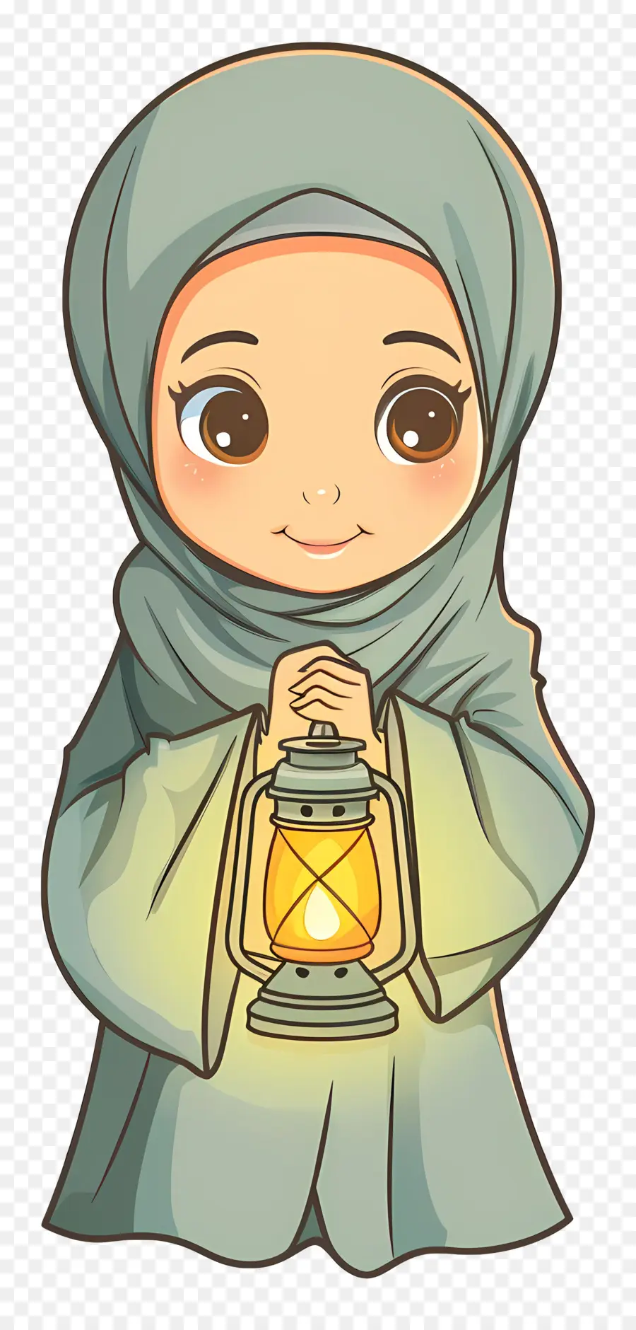 Hijab Niña Tenencia Linterna，Chica Con Linterna PNG