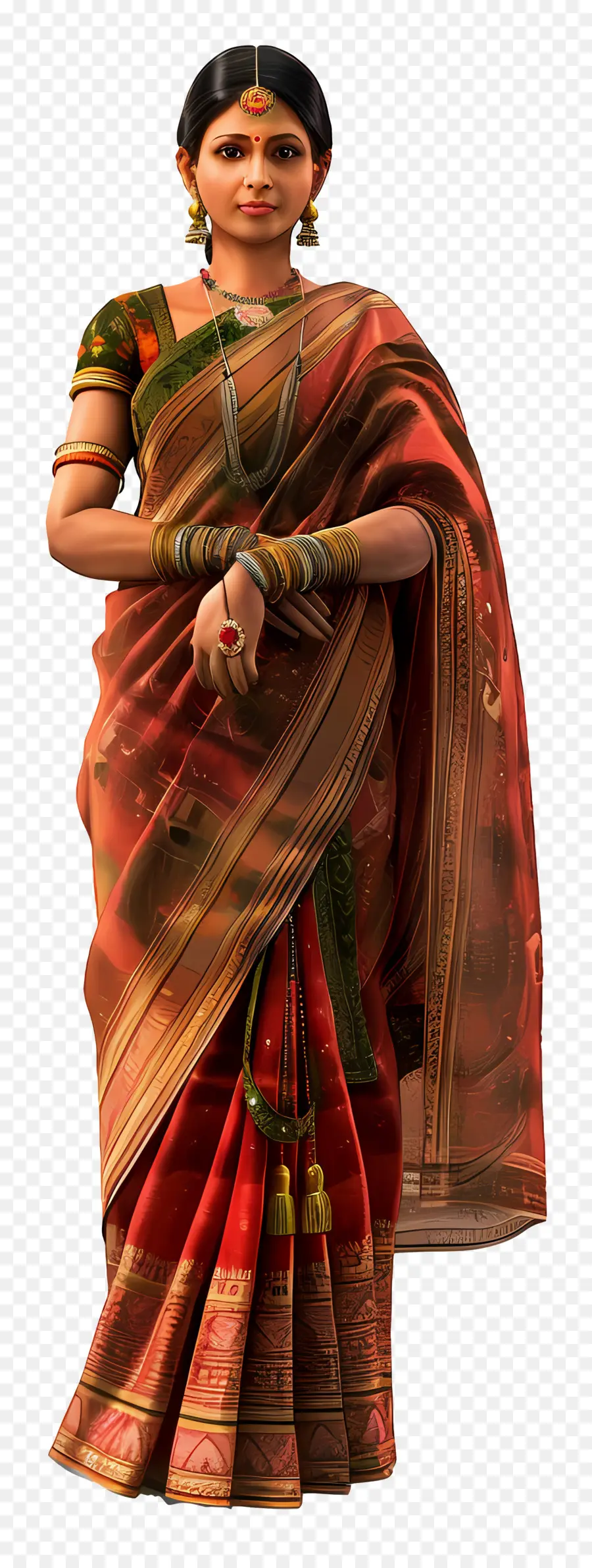 Mujer Gujarati India，Mujer En Traje Tradicional PNG