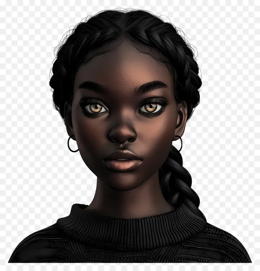 Mujer Negra，Chica Animada PNG