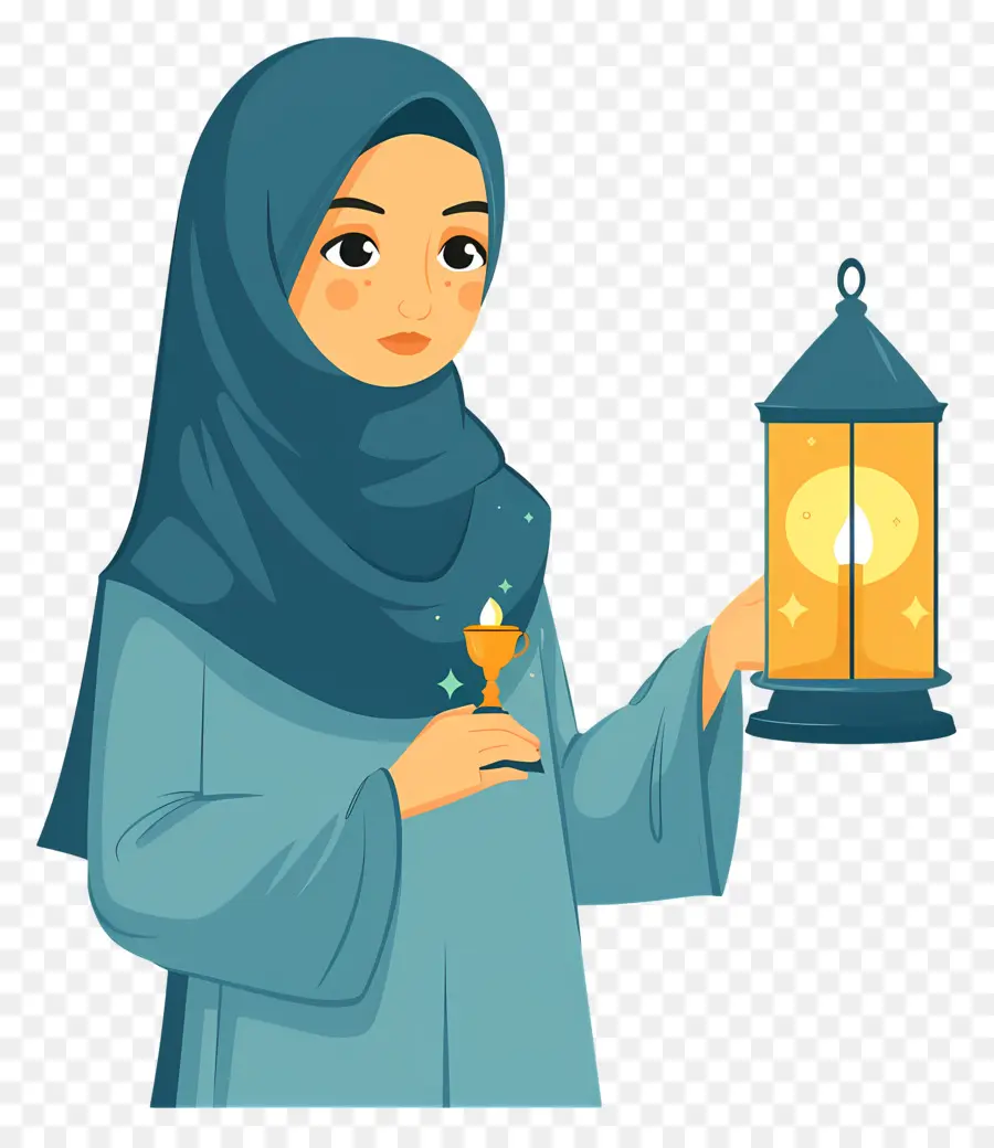 Hijab Niña Tenencia Linterna，Chica Con Linterna PNG