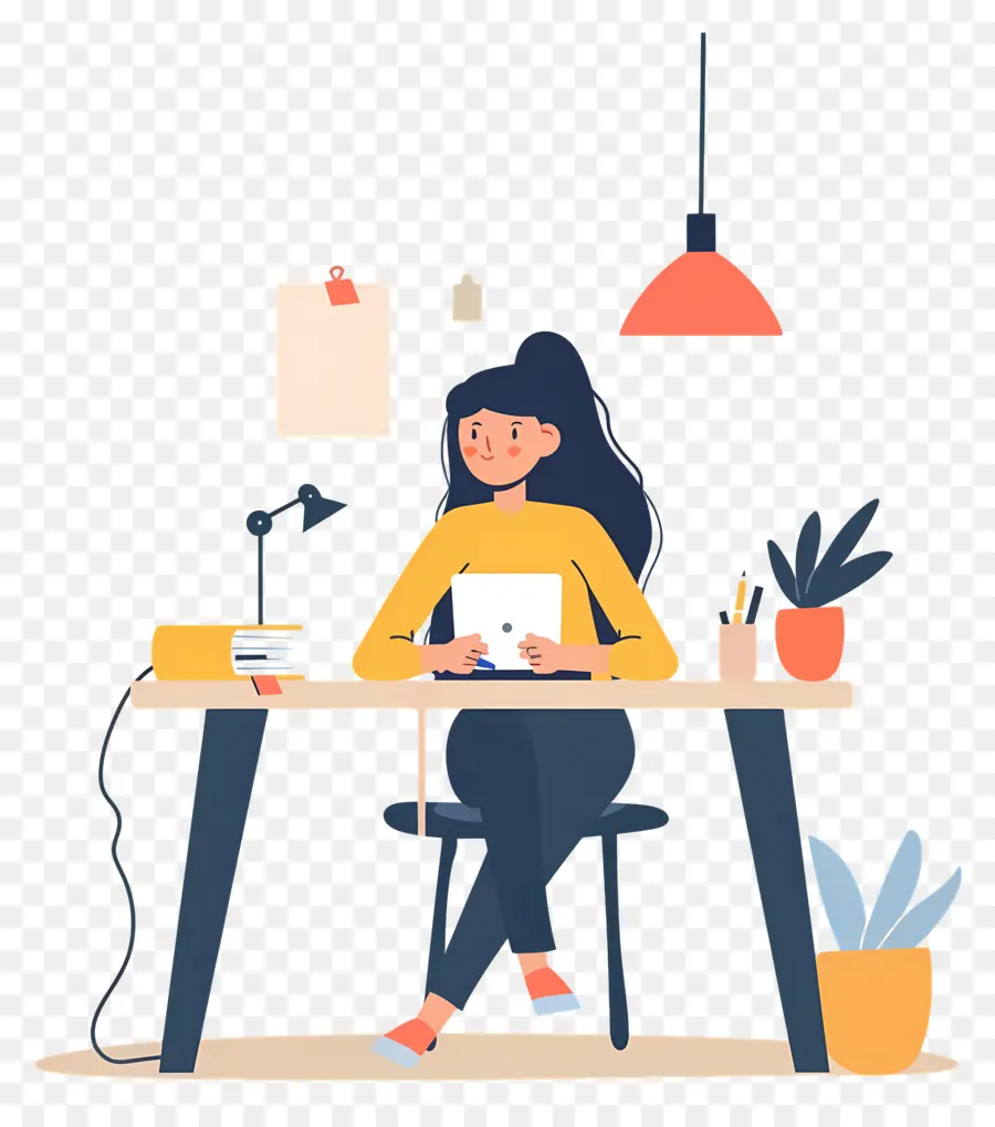 Chica Haciendo La Tarea，Chica Con Laptop PNG