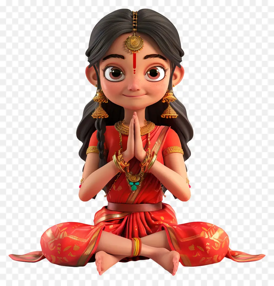 Niña India，Chica En Traje Tradicional PNG