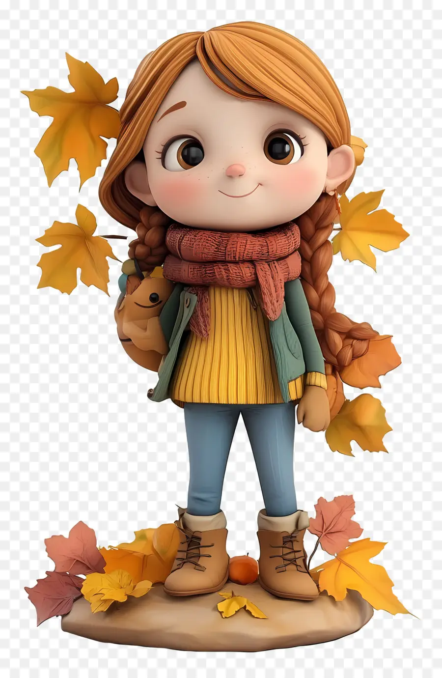 Chica De Otoño，Hojas PNG