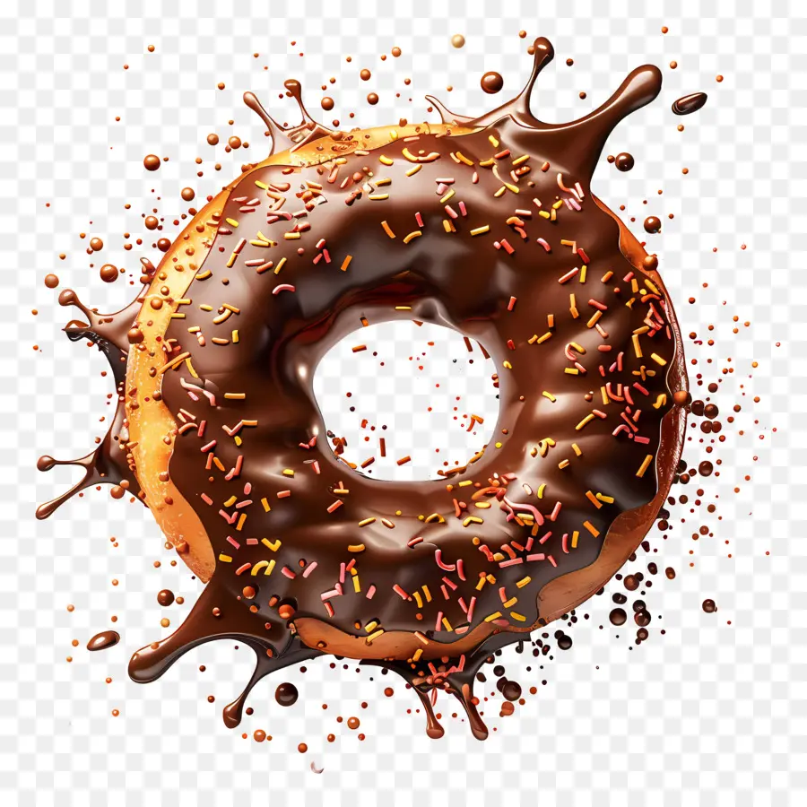 Donut Espolvoreado Con Chocolate，Donut De Chocolate PNG