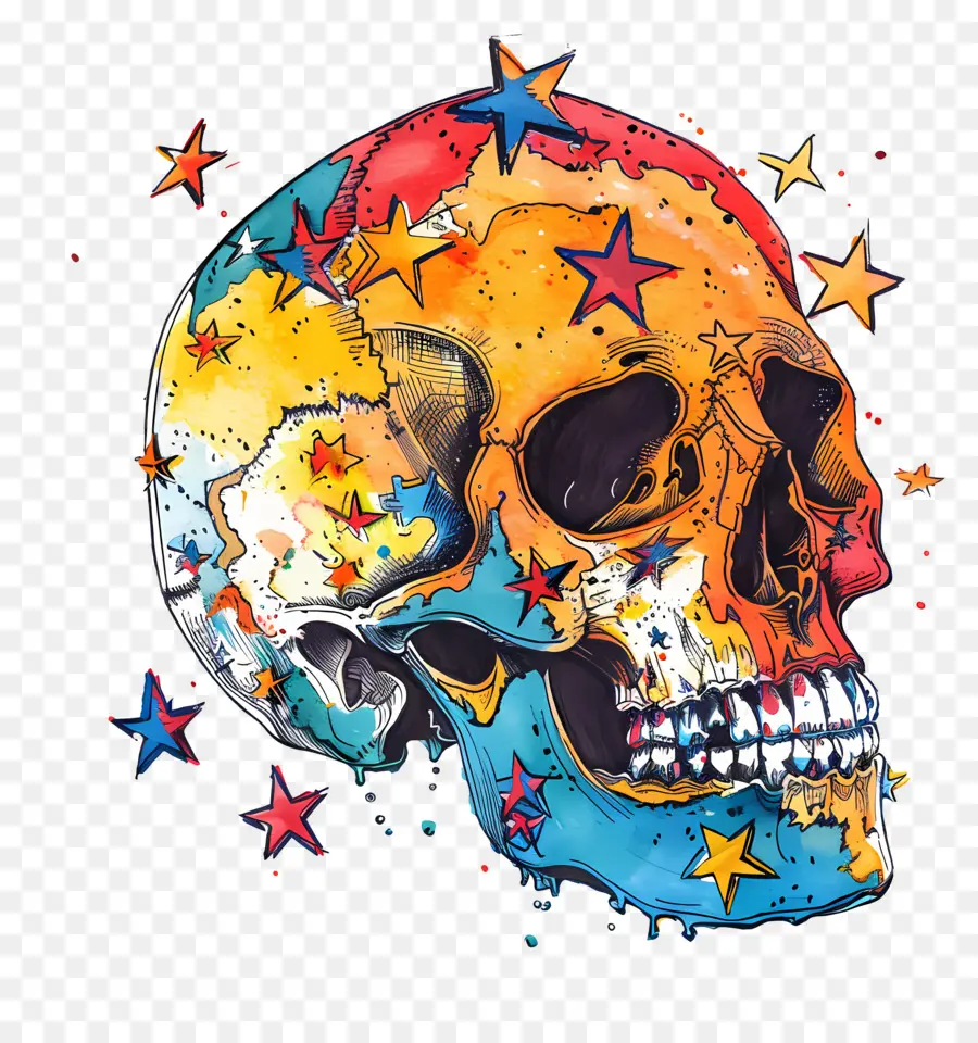 Cráneo，Calavera Colorida PNG