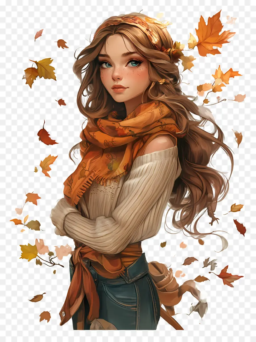 Chica De Otoño，Caer PNG