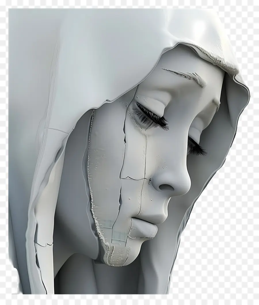 Mujer Llorando，Estatua Triste PNG