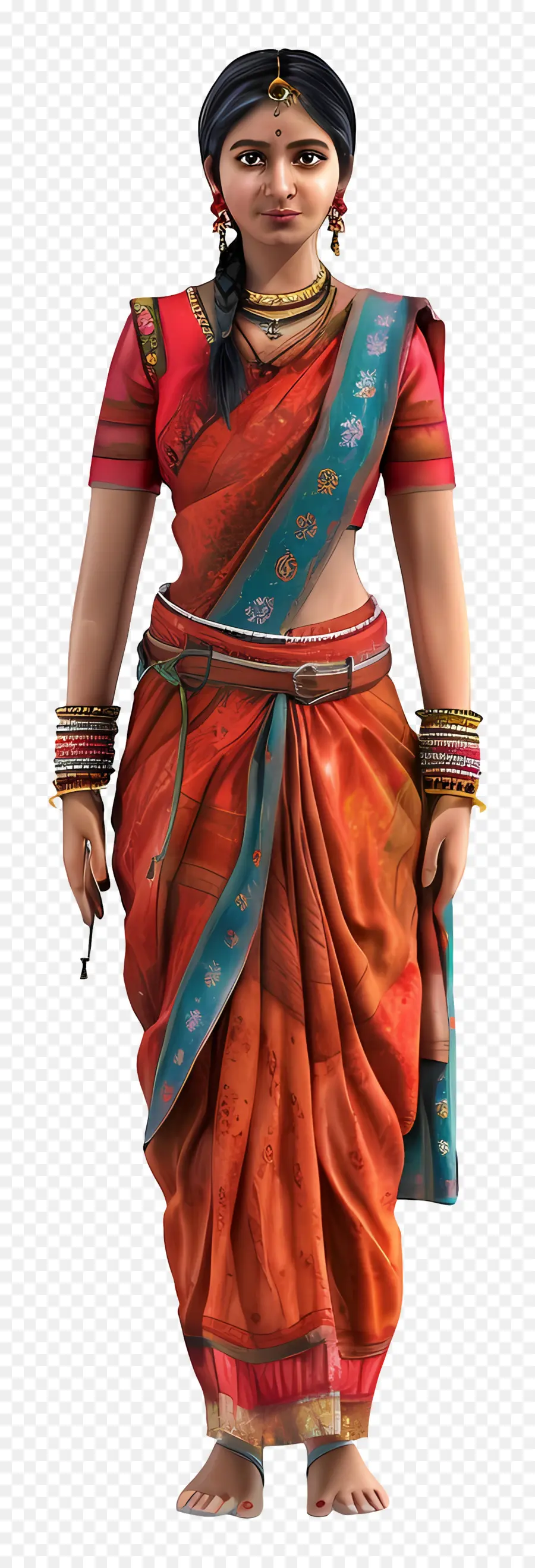 Mujer Gujarati India，Mujer En Traje Tradicional PNG