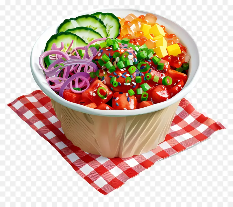 Poke Bowl，Tazón De Ensalada PNG