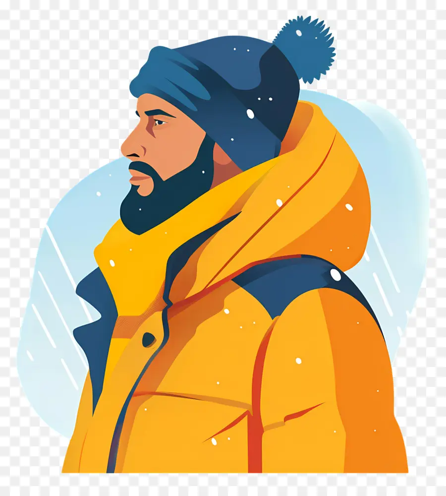 Hombre Invierno，Hombre De Chaqueta Amarilla PNG