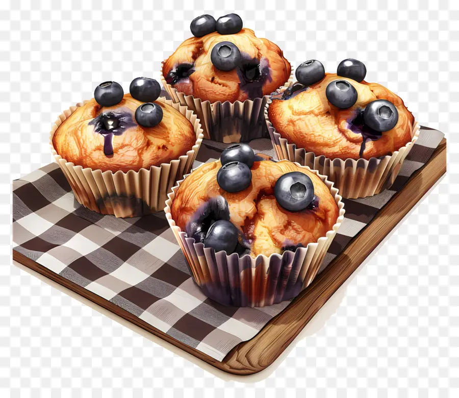 Muffins De Arándanos，Horneado PNG