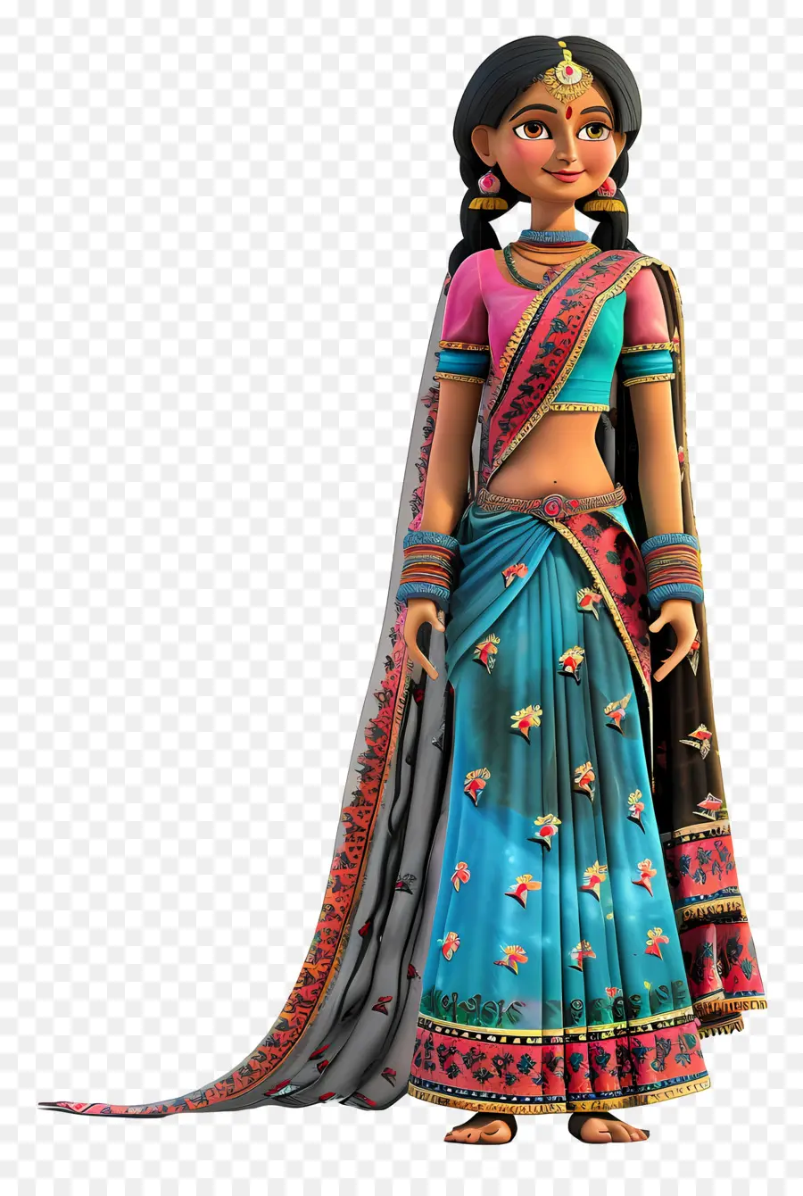 Mujer Gujarati India，Chica Tradicional PNG