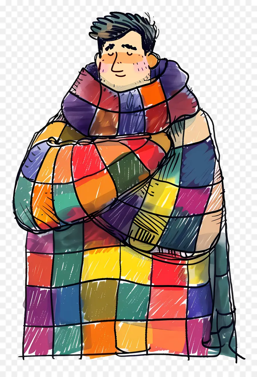 Hombre Invierno，Hombre En Colcha De Retazos PNG