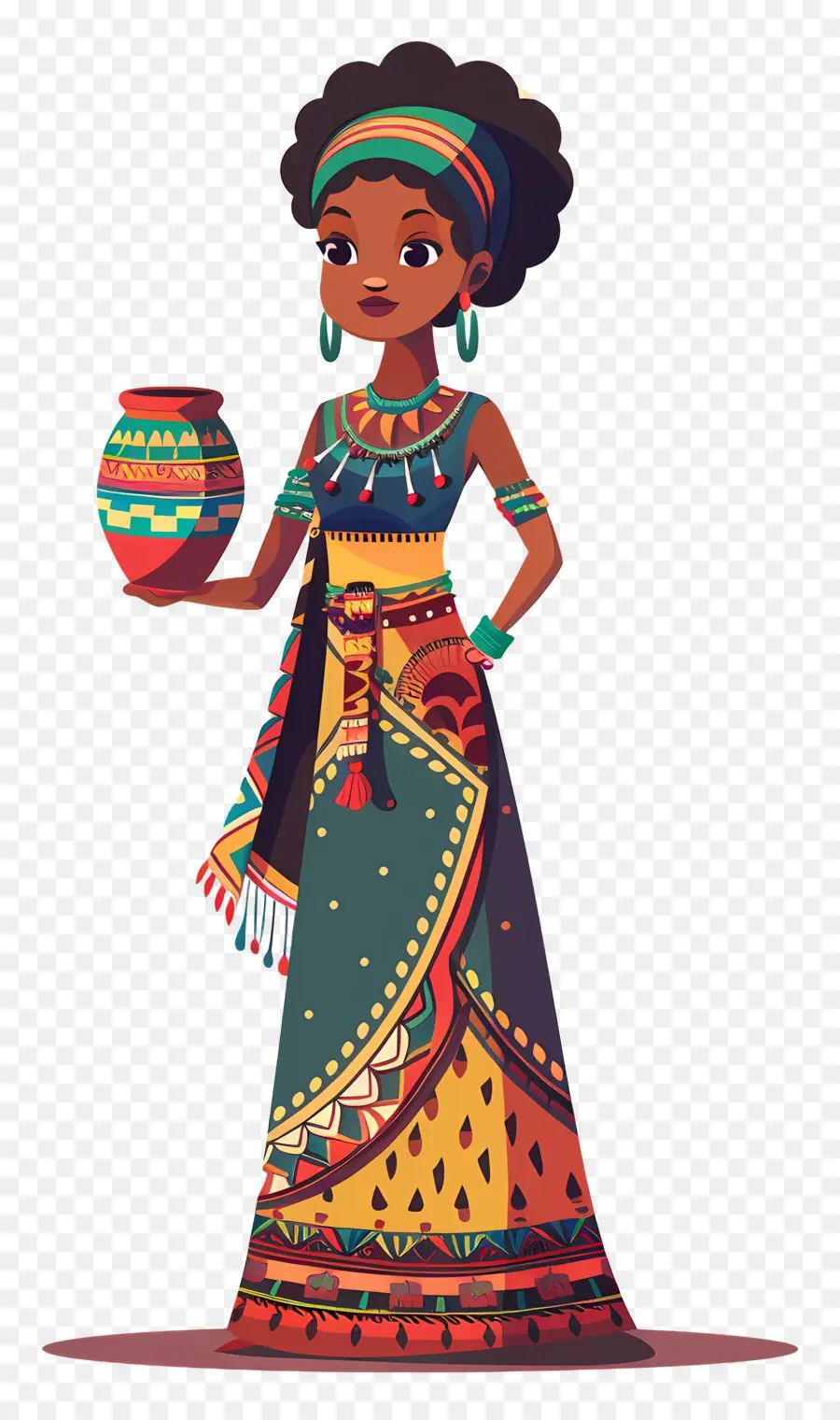 Mujer Aborigen Africana，Mujer Con Olla PNG