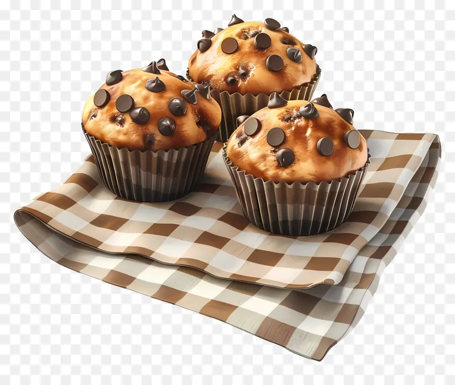 Muffins Con Chispas De Chocolate，Horneado PNG