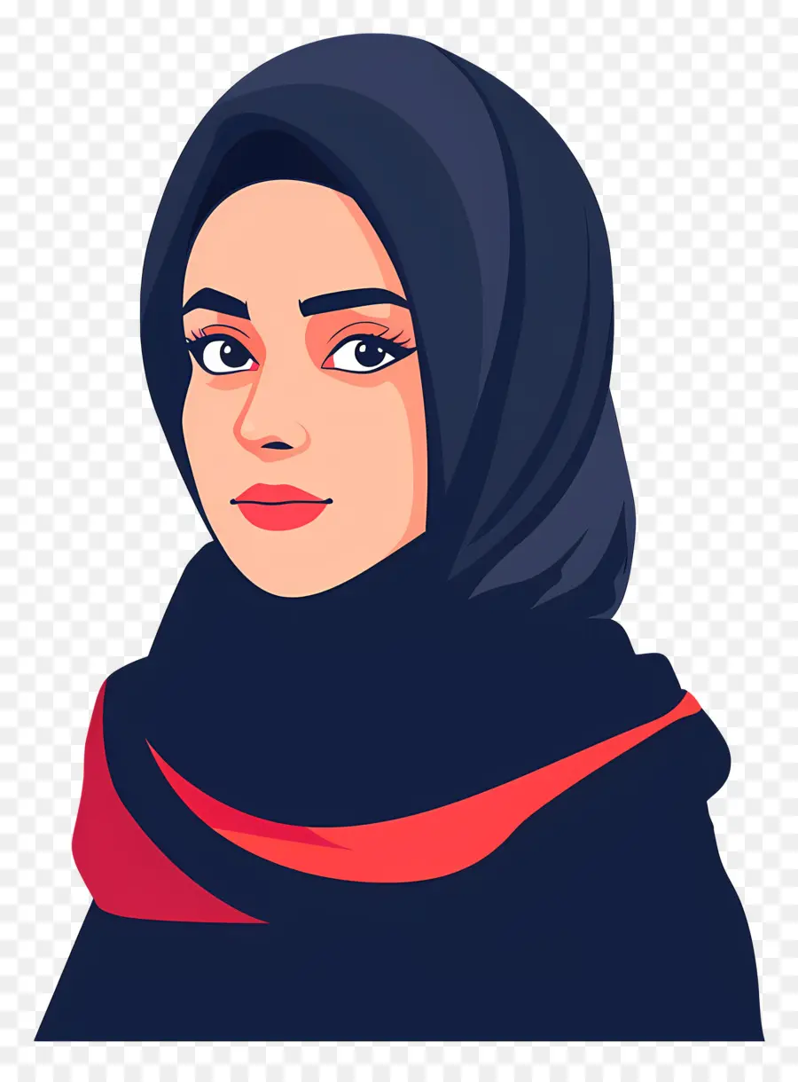 Chica Hijab De Dibujos Animados，Mujer En Hijab Rojo PNG