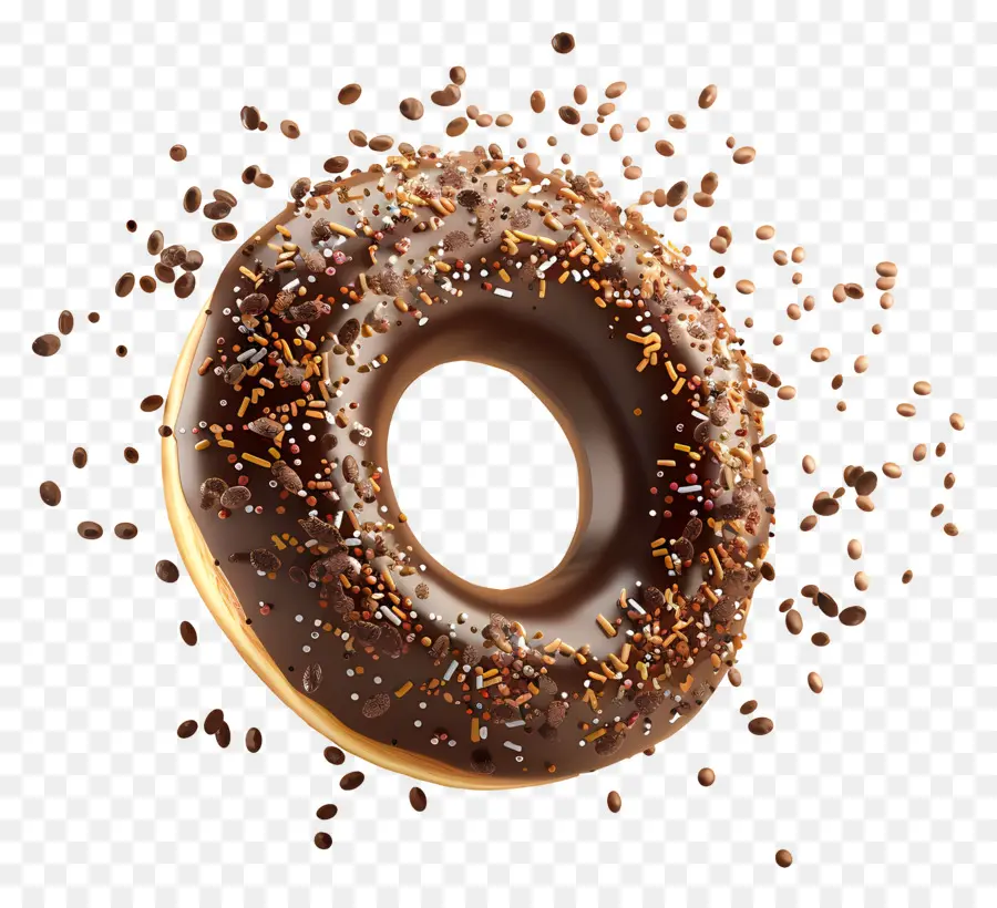 Donut Espolvoreado Con Chocolate，Donut De Chocolate PNG