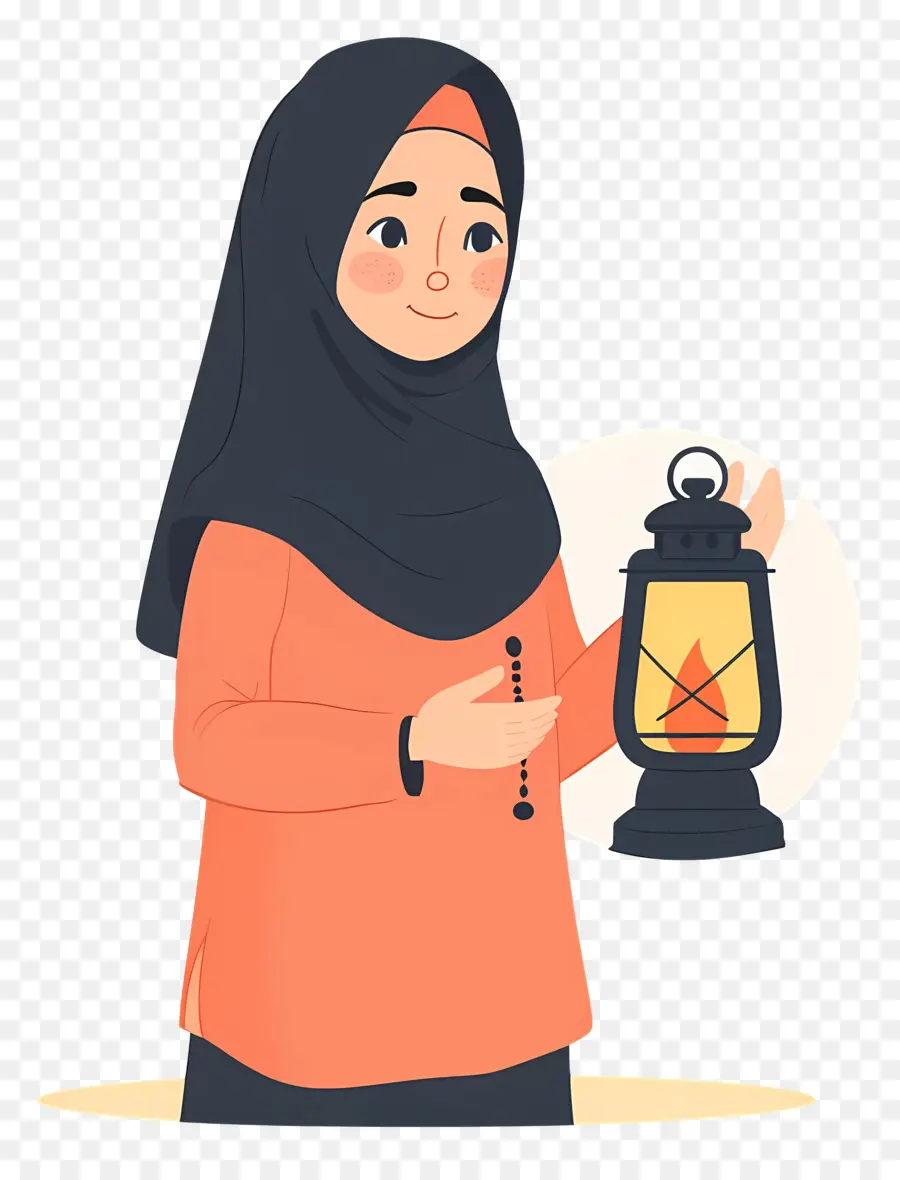 Hijab Niña Tenencia Linterna，Chica Con Linterna PNG