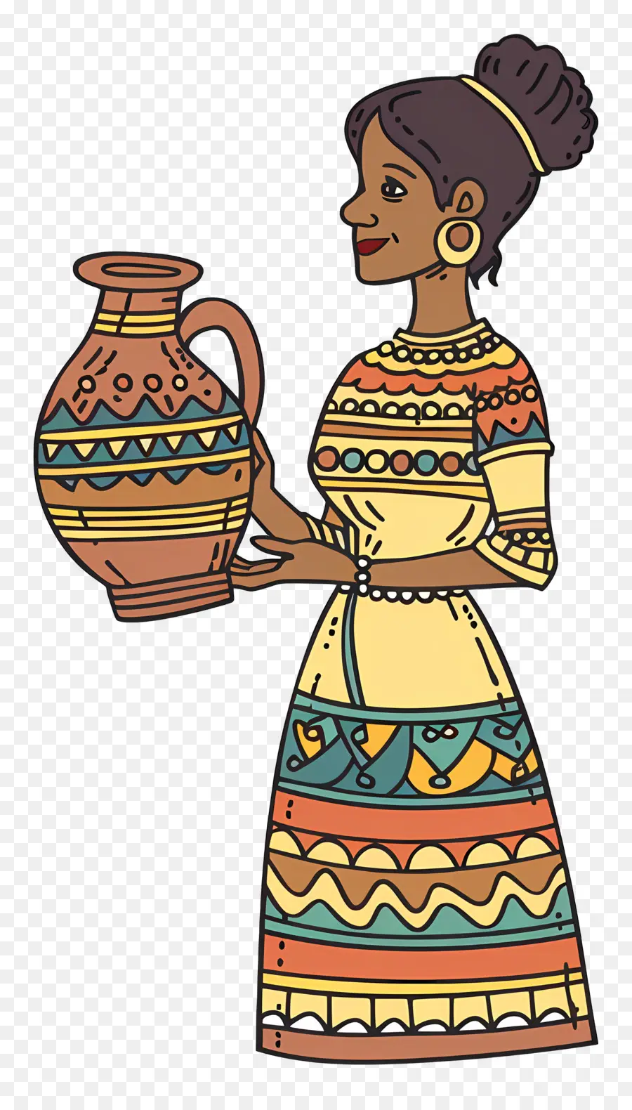 Mujer Aborigen Africana，Mujer Con Olla PNG