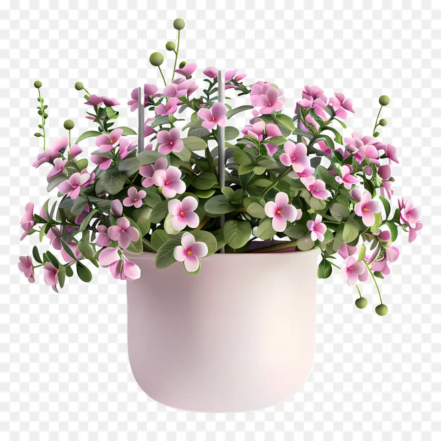 Planta Colgante En Flor，Flores Rosadas En Maceta PNG