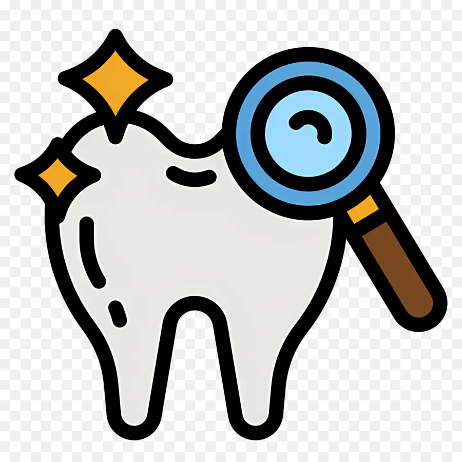 Revisión Dental，Diente Con Lupa PNG