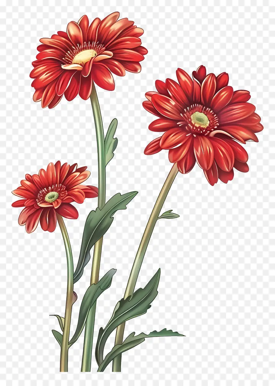 Flores Gerberas，Flores Rojas PNG