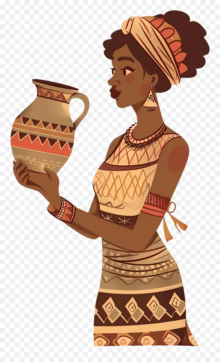 Mujer Aborigen Africana，Mujer Con Cerámica PNG