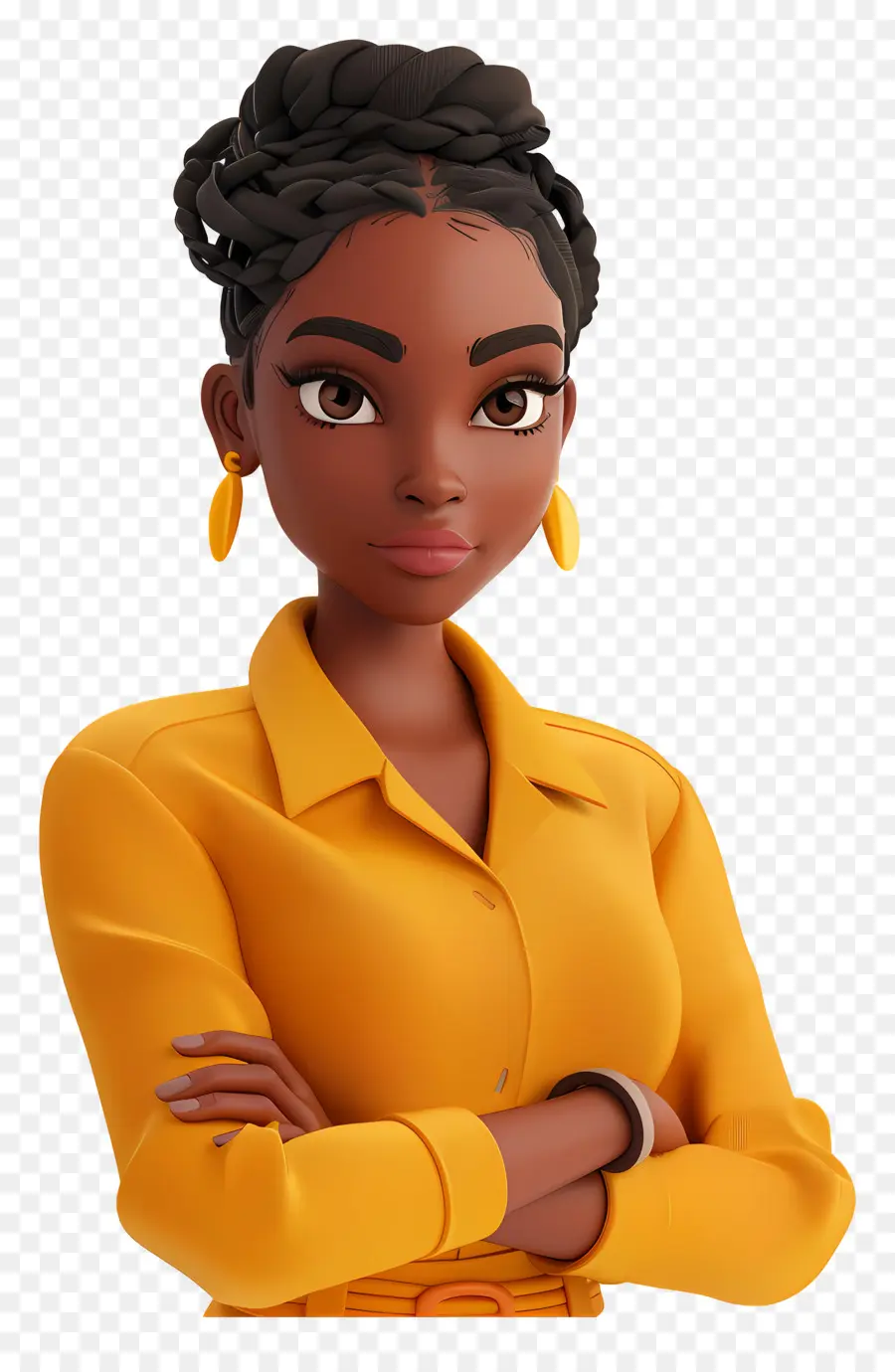 Mujer Africana，Mujer Segura Con Camisa Amarilla PNG