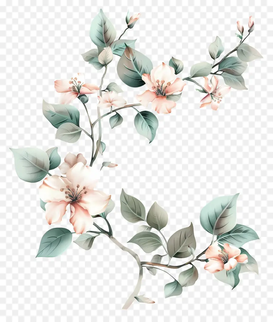 Flores Pastel，Rama De Flores PNG