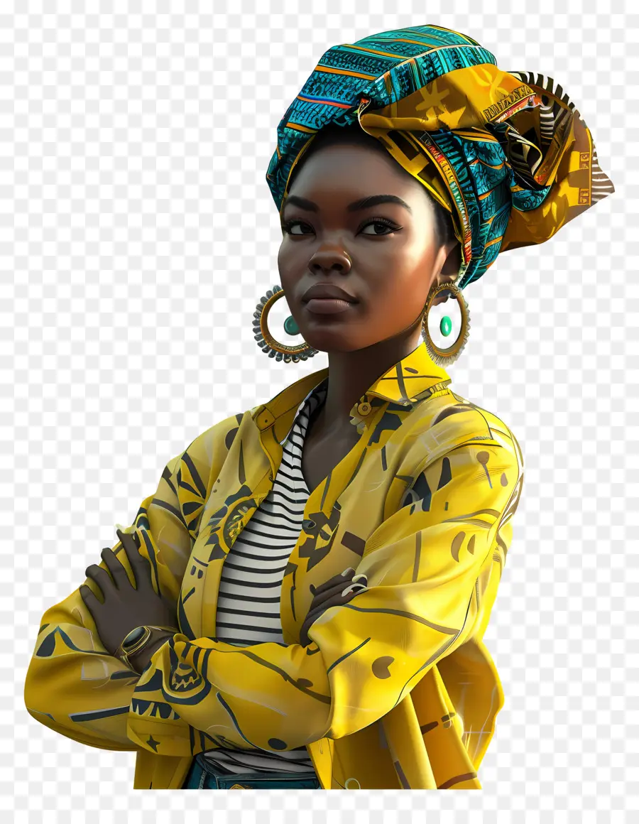 Mujer Africana，Mujer De Amarillo PNG