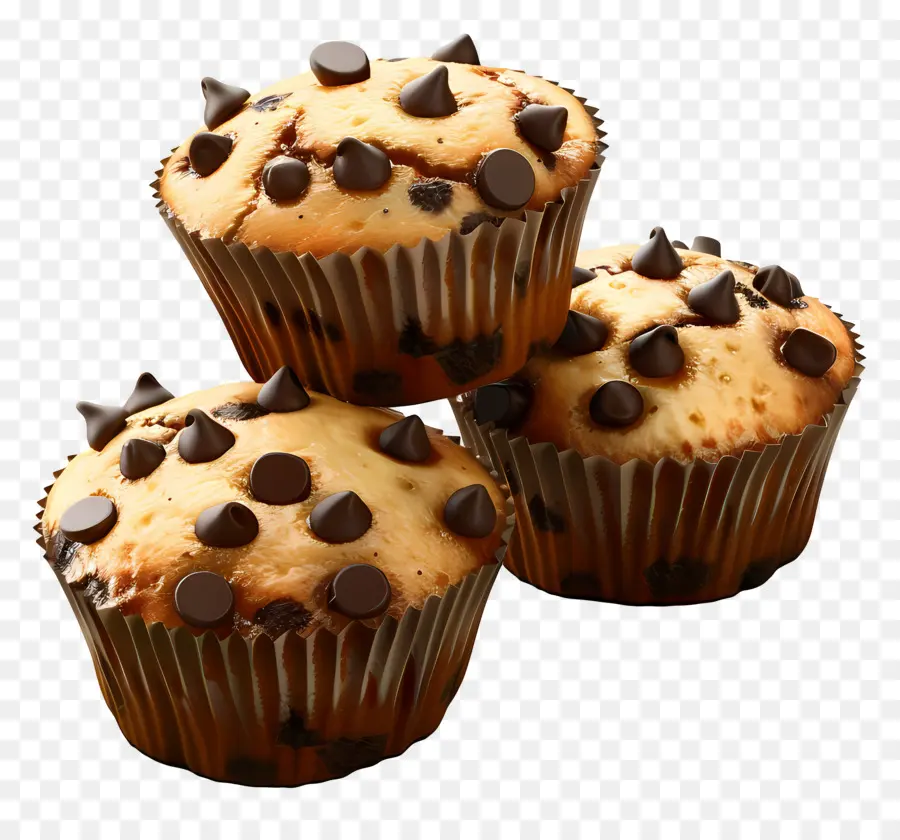 Muffins Con Chispas De Chocolate，Horneado PNG