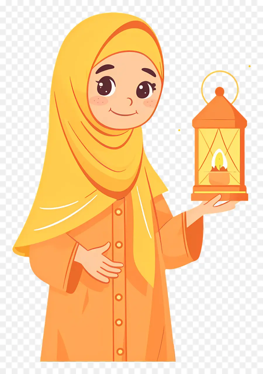 Hijab Niña Tenencia Linterna，Chica Con Linterna PNG